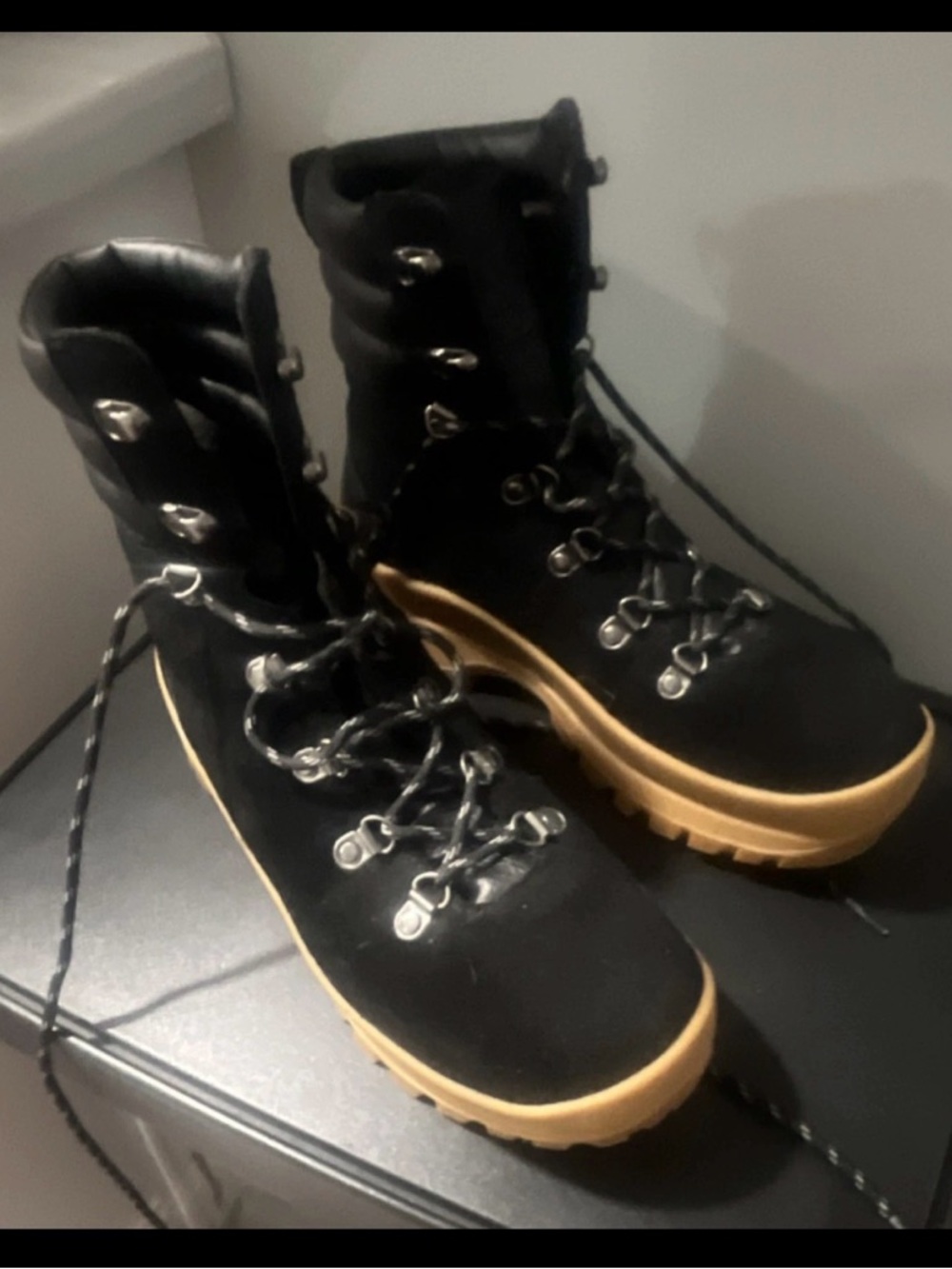 Black and Tan Lace-Up Women's Hiking Boots